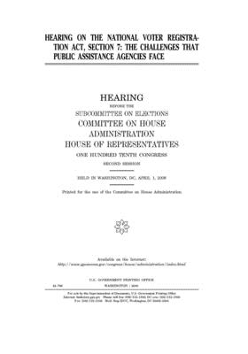 Read Hearing on the National Voter Registration Act, section 7: the challenges that public assistance agencies face - U.S. House of Representatives file in ePub