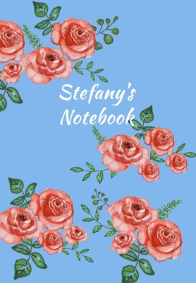 Download Stefany's Notebook: Personalized Journal - Garden Flowers Pattern. Red Rose Blooms on Baby Blue Cover. Dot Grid Notebook for Notes, Journaling. Floral Watercolor Design with First Name -  | ePub